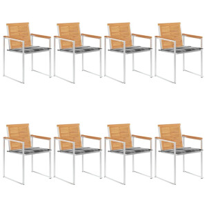 vidaXL Tuinstoelen 8 st met kussens massief teakhout