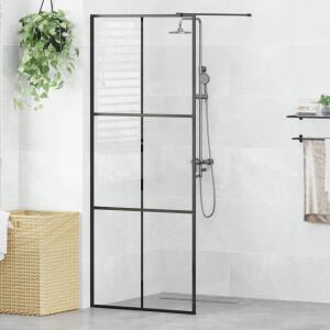 vidaXL Inloopdouchewand 80x195 cm ESG-glas transparant en zwart