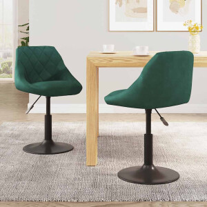 vidaXL Eetkamerstoelen draaibaar 2 st fluweel donkergroen
