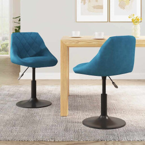 vidaXL Eetkamerstoelen draaibaar 2 st fluweel blauw