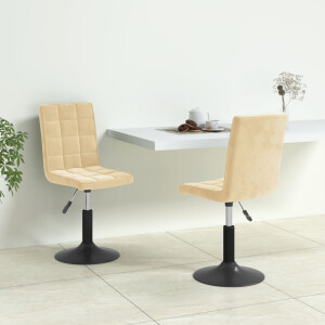 vidaXL Eetkamerstoelen draaibaar 2 st fluweel crèmekleurig