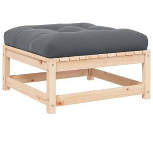 vidaXL Tuinvoetenbank met kussen massief grenenhout