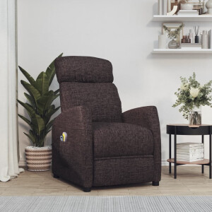 vidaXL Massagestoel elektrisch verstelbaar stof donkerbruin