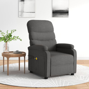 vidaXL Massagestoel elektrisch stof donkergrijs
