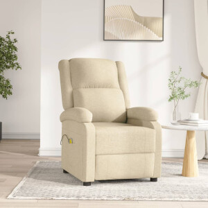vidaXL Massagestoel elektrisch stof crèmekleurig
