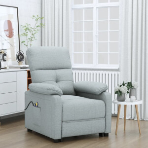 vidaXL Massagestoel elektrisch stof lichtgrijs