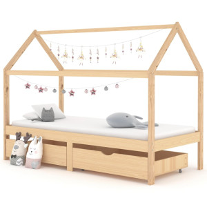 vidaXL Kinderbedframe met lades massief grenenhout 90x200 cm