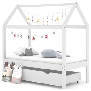 vidaXL Kinderbedframe met lade massief grenenhout 70x140 cm wit