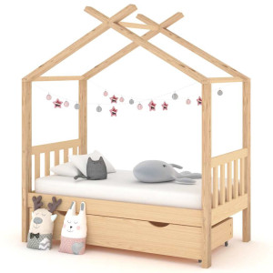 vidaXL Kinderbedframe met lade massief grenenhout 70x140 cm