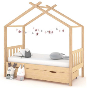 vidaXL Kinderbedframe met lade massief grenenhout 80x160 cm