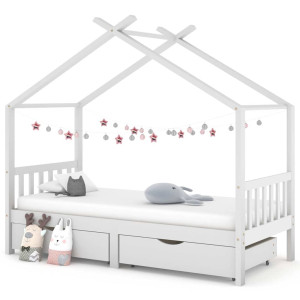 vidaXL Kinderbedframe met lades massief grenenhout 90x200 cm wit