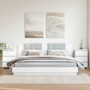 vidaXL Nachtkastjes 2 st 40x35x62,5 cm bewerkt hout wit