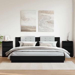 vidaXL Nachtkastjes 2 st 40x35x62,5 cm bewerkt hout zwart