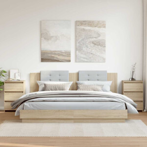 vidaXL Nachtkastjes 2 st 40x35x62,5 cm bewerkt hout sonoma eikenkleur