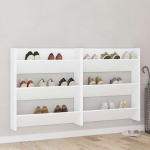 vidaXL Wandschoenenkasten 2 st 80x18x90 cm spaanplaat wit