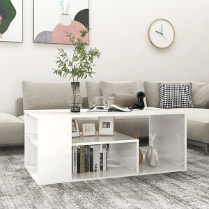 vidaXL Salontafel 100x50x40 cm bewerkt hout hoogglans wit