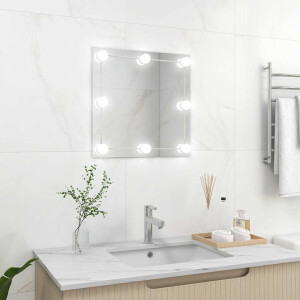 vidaXL Wandspiegel met LED-lampen vierkant glas