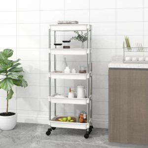 vidaXL Keukentrolley 5-laags 42x29x128 cm ijzer en ABS wit