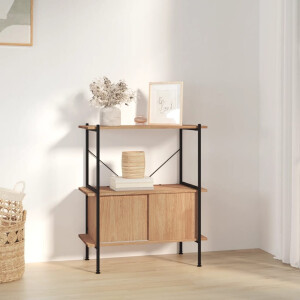 vidaXL Opbergrek 3-laags met kast 80x40x92 cm staal en bewerkt hout