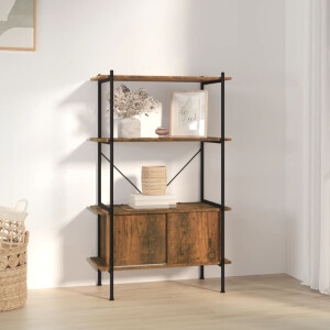 vidaXL Opbergrek 4-laags met kast 80x40x130 cm staal en bewerkt hout