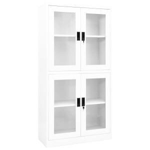 vidaXL Kantoorkast 90x40x180 cm staal en gehard glas wit
