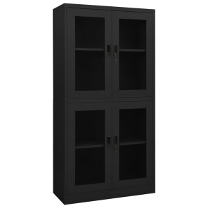 vidaXL Kantoorkast 90x40x180 cm staal en gehard glas antracietkleurig