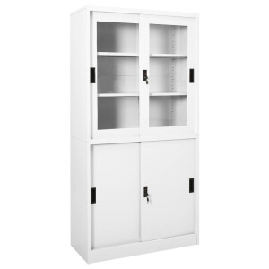 vidaXL Kantoorkast met schuifdeuren 90x40x180 cm staal wit