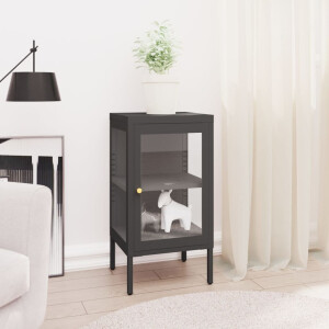 vidaXL Dressoir 38x35x70 cm staal en glas antracietkleurig