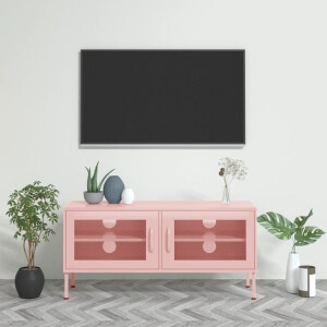 vidaXL Tv-meubel 105x35x50 cm staal roze