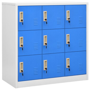 vidaXL Lockerkast 90x45x92,5 cm staal lichtgrijs en blauw