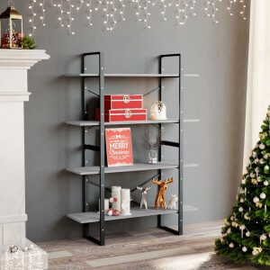 vidaXL Boekenkast met 4 schappen 40x24x142 cm bewerkt hout betongrijs