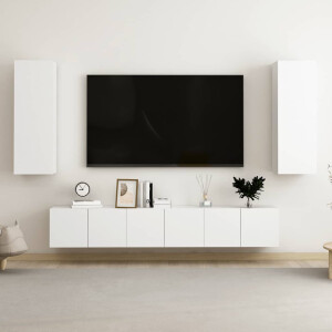 vidaXL 5-delige Tv-meubelset bewerkt hout wit