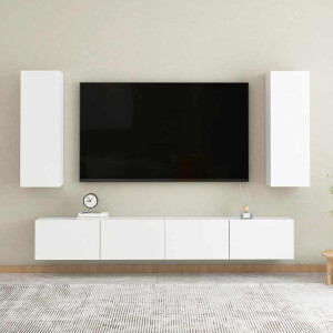 vidaXL 4-delige Tv-meubelset bewerkt hout wit