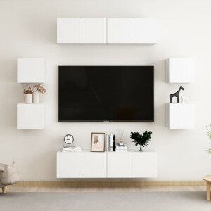 vidaXL 8-delige Tv-meubelset bewerkt hout wit