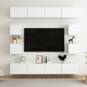 vidaXL 8-delige Tv-meubelset bewerkt hout wit