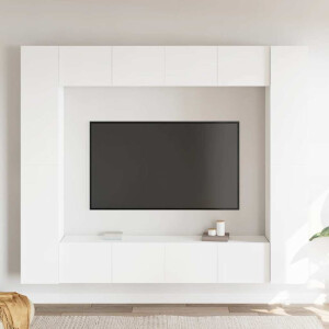 vidaXL 8-delige Tv-meubelset bewerkt hout wit