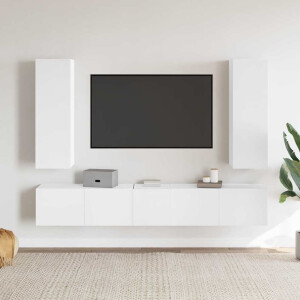vidaXL 5-delige Tv-meubelset bewerkt hout wit