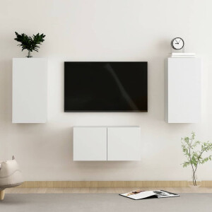 vidaXL 3-delige Tv-meubelset bewerkt hout wit