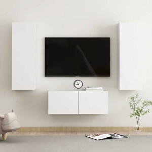 vidaXL 3-delige Tv-meubelset bewerkt hout wit