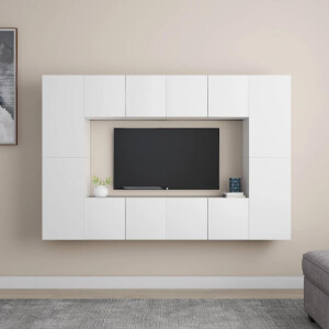 vidaXL 8-delige Tv-meubelset bewerkt hout wit