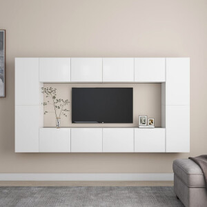 vidaXL 8-delige Tv-meubelset bewerkt hout wit