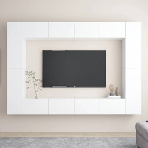 vidaXL 8-delige Tv-meubelset bewerkt hout wit