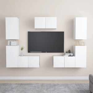 vidaXL 7-delige Tv-meubelset bewerkt hout wit
