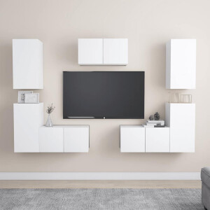 vidaXL 7-delige Tv-meubelset bewerkt hout wit