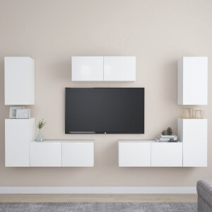 vidaXL 7-delige Tv-meubelset bewerkt hout wit