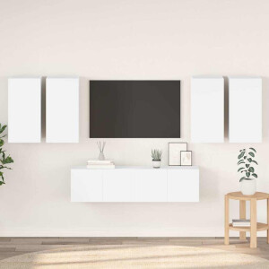 vidaXL 6-delige Tv-meubelset bewerkt hout wit