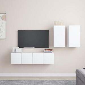 vidaXL 4-delige Tv-meubelset bewerkt hout wit