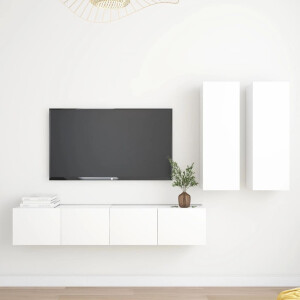 vidaXL 4-delige Tv-meubelset bewerkt hout wit