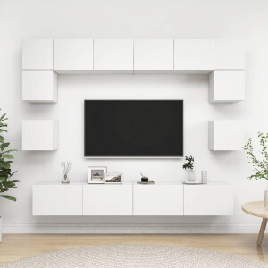 vidaXL 8-delige Tv-meubelset bewerkt hout wit
