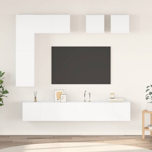 vidaXL 8-delige Tv-meubelset bewerkt hout wit